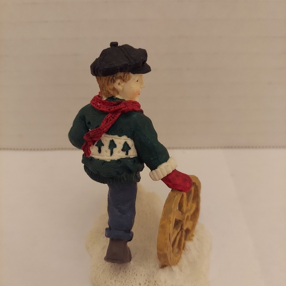 Mervyn's Village Square 1994 Boy With Wagon Wheel Figurine - Picture 3 of 7